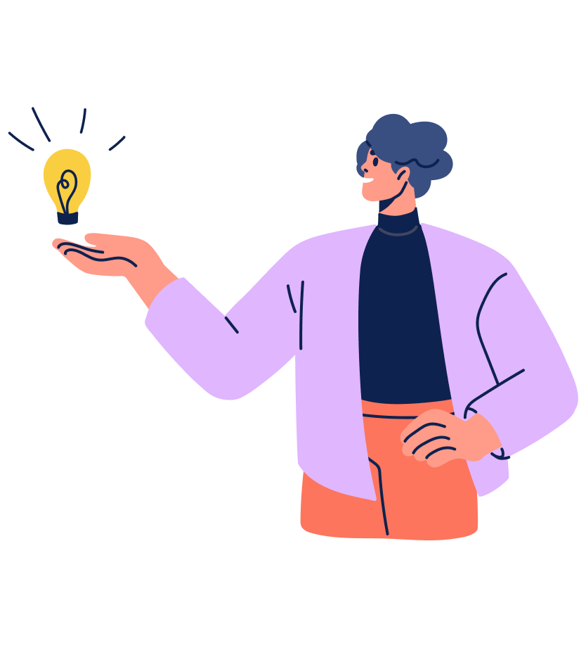 Woman holding idea in her hand